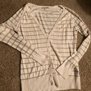 Banana Republic M white & gold striped cardigan